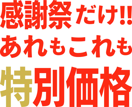 感謝祭だけ!! あれもこれも特別価格