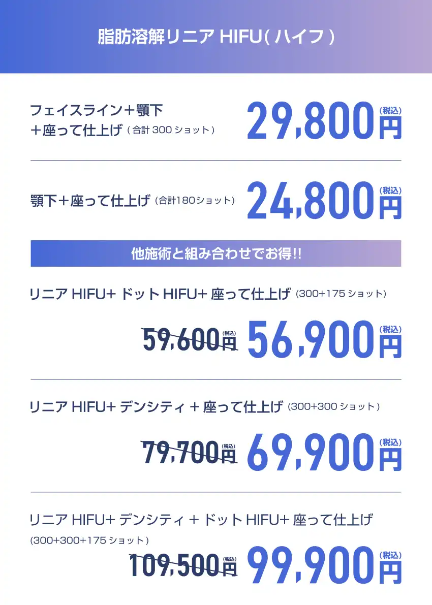 脂肪溶解リニアハイフの料金