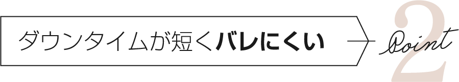 ダウンタイムが短くバレにくい