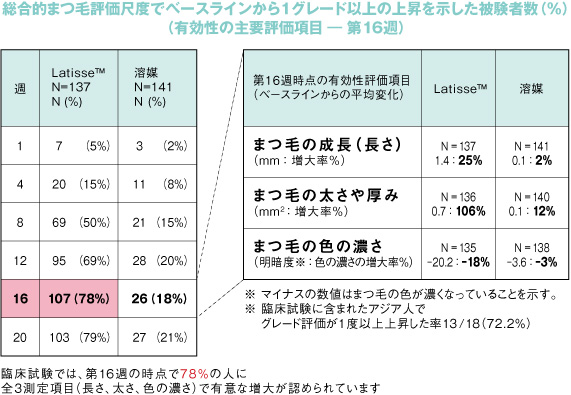 3測定項目（長さ、太さ、色の濃さ）で有意な増大が認められています