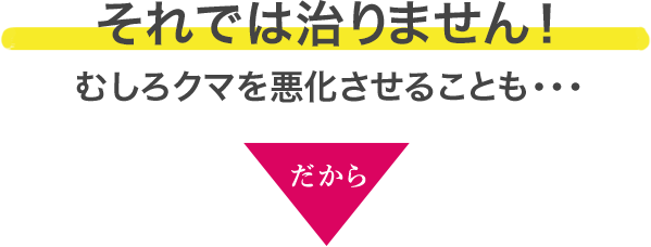 それでは治りません！むしろクマを悪化させることも・・・だから