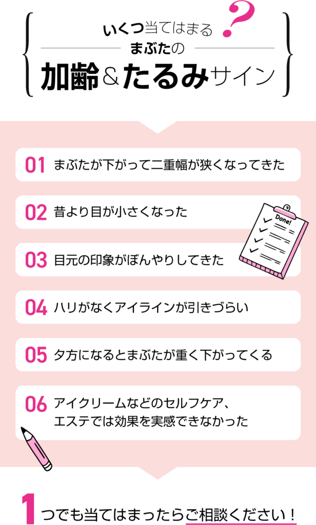 いくつ当てはまる?まぶたの加齢&たるみサイン