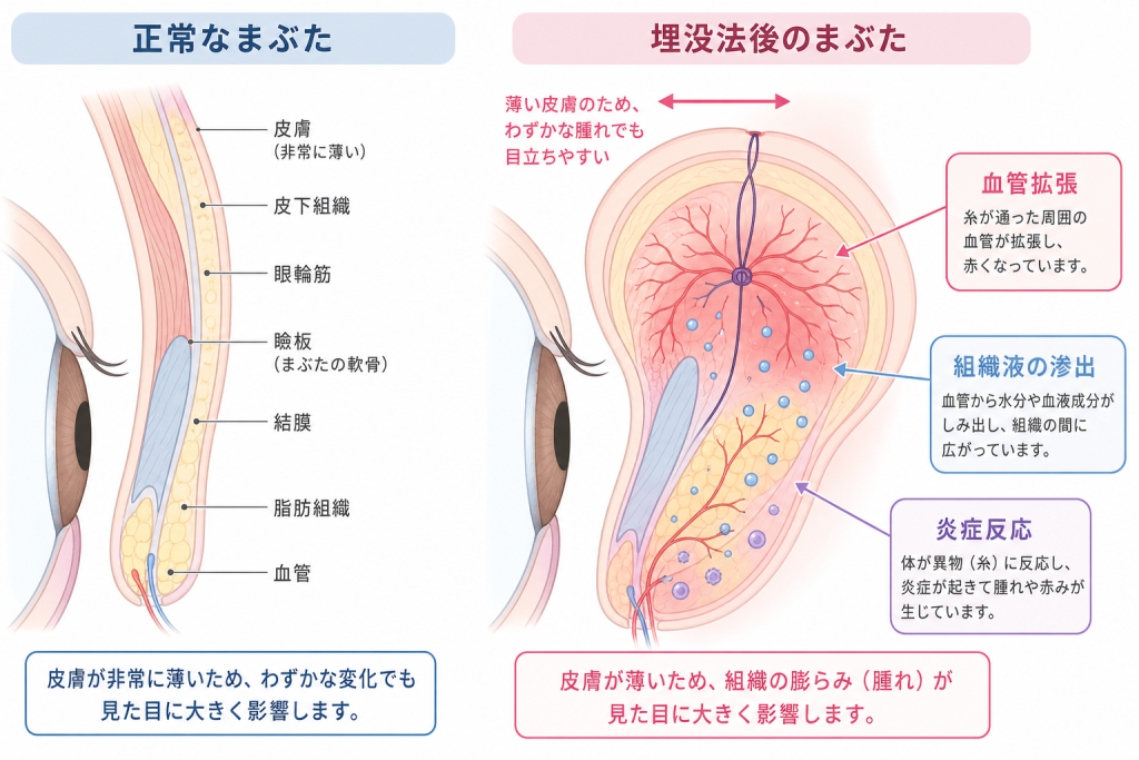 まぶたの組織に起こる生体反応