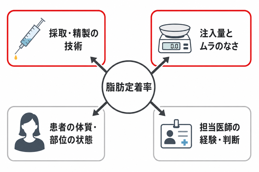 脂肪の定着率を左右する主な要因