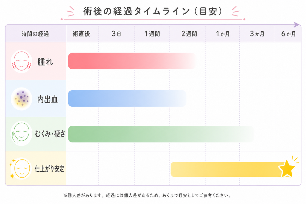 術後の主な症状と回復の目安期間