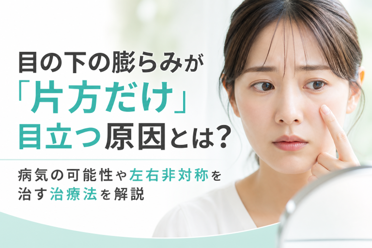 目の下の膨らみが「片方だけ」目立つ原因とは？病気の可能性や左右非対称を治す治療法を解説