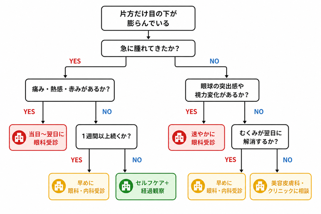 急に片側だけ腫れてきたときの対処