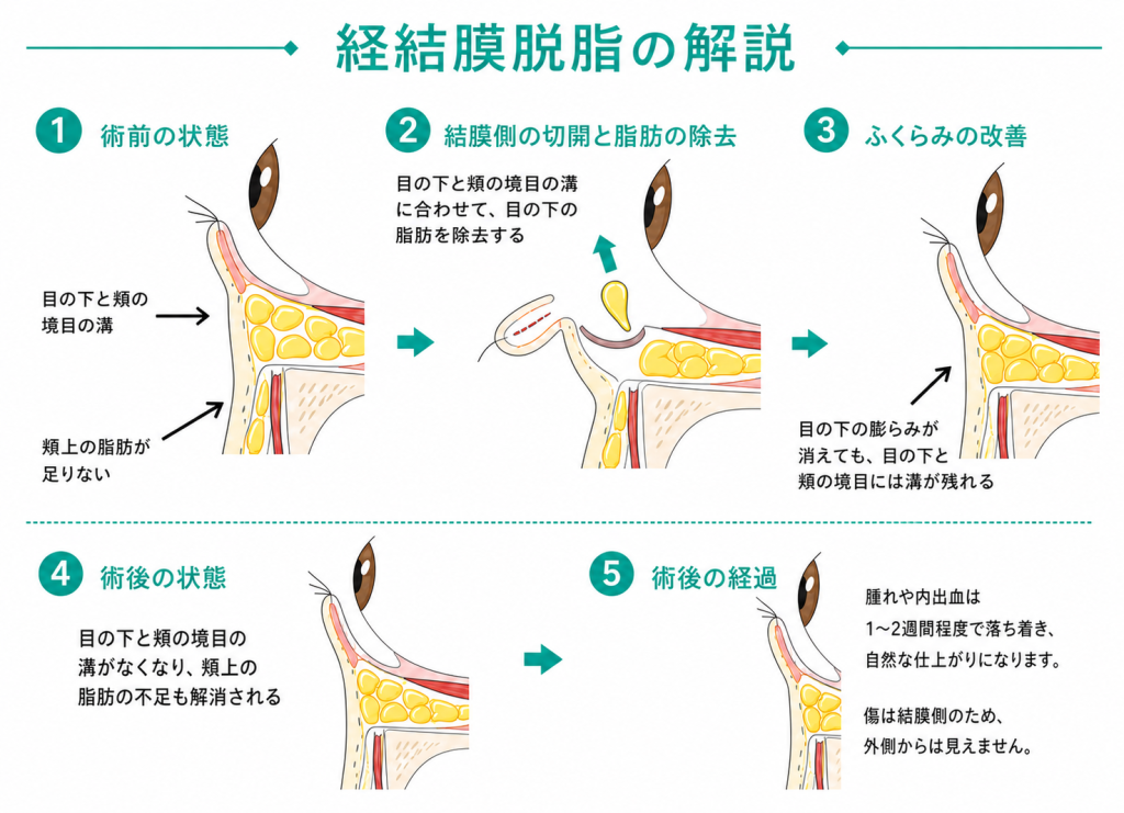 経結膜脱脂(眼窩脂肪を取り除く方法)